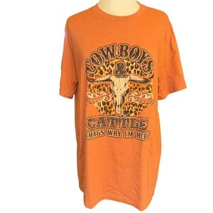 Lulu Mac T-shirt short sleeves “Cowboys & Cattle It’s Why I’m Here” size X-Large
